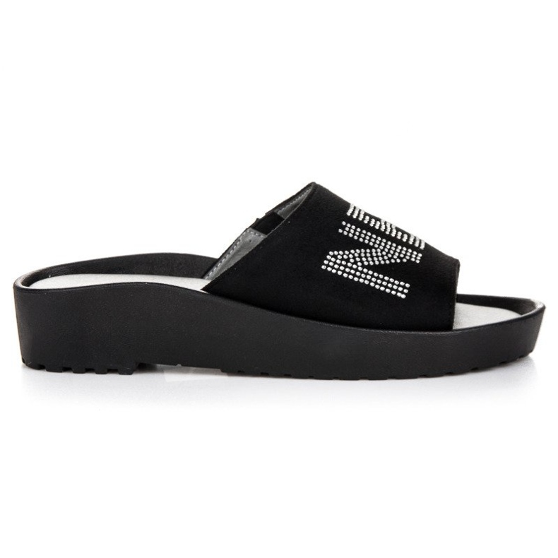 VINCEZA Pantoufles en Daim Noir le noir