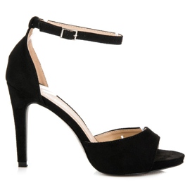 Sandales vinceza à talon en daim noir