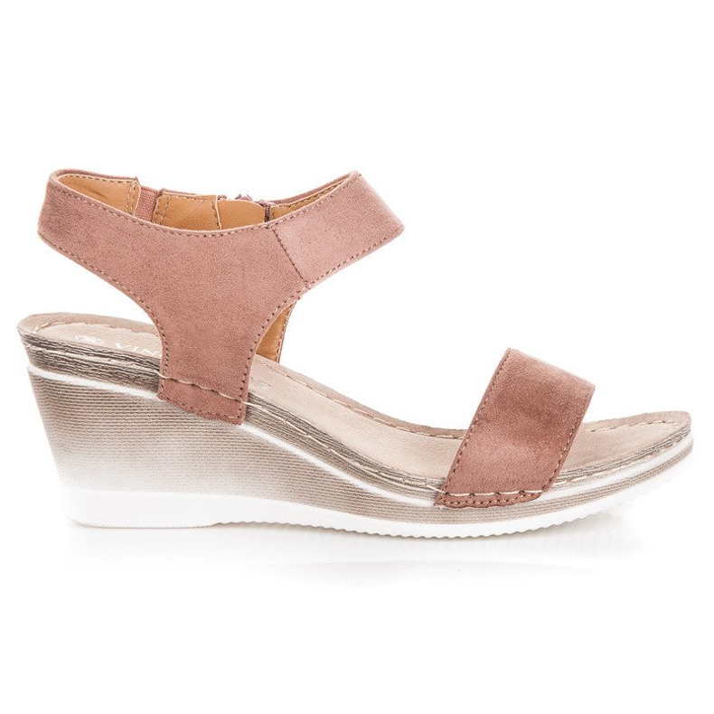 Sandales compensées en daim vinceza rose