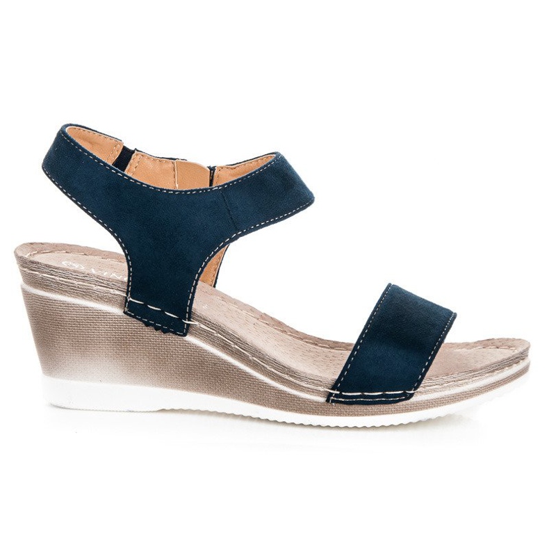 Sandales compensées en daim vinceza bleu