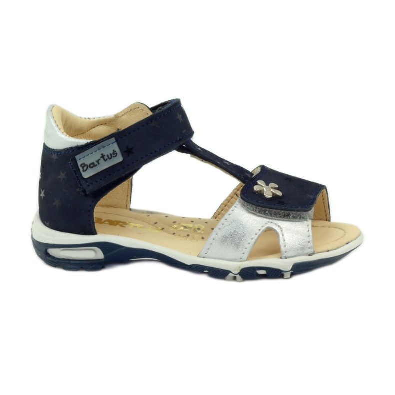 Sandales en cuir pour Velcro 138 Navy Blue / Silver Bartuś bleu