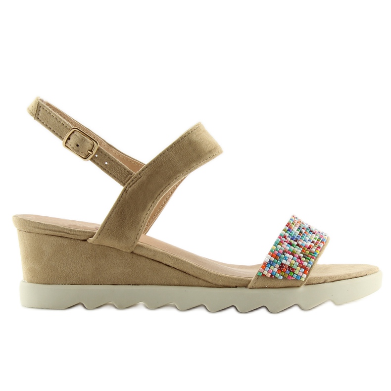 Sandales beige taupe sur petit talon compensé