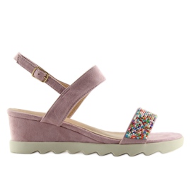 Sandales compensées basses mauve violette