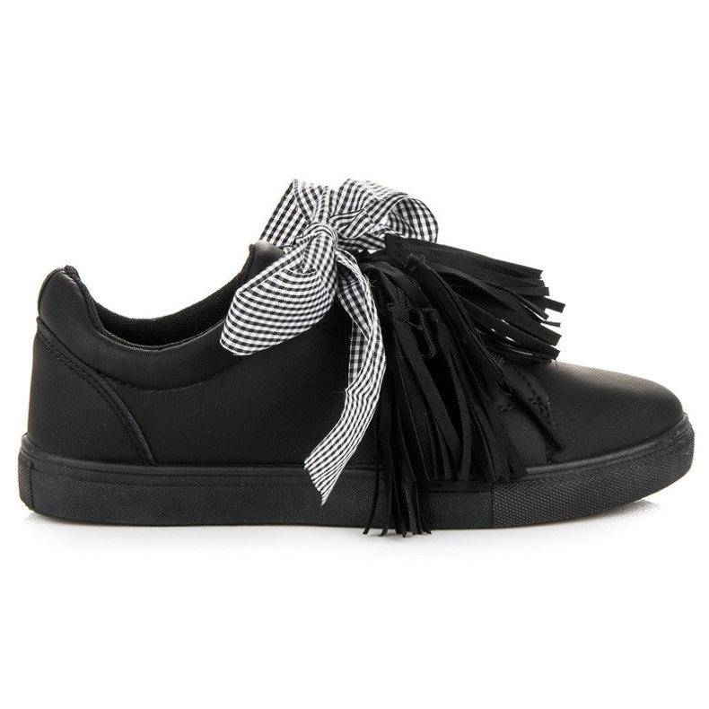 Baskets nouées à franges le noir