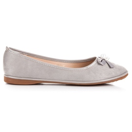 Ideal Shoes Ballerines élégantes en daim gris Ideal Shoes Ballerines élégantes en daim gris
