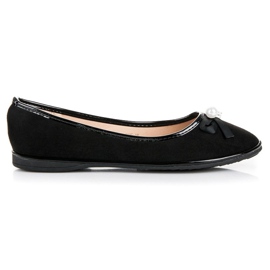 Ideal Shoes Ballerines élégantes en daim le noir