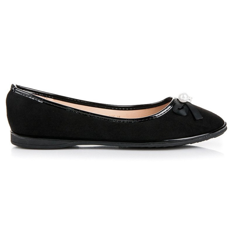 Ideal Shoes Ballerines élégantes en daim le noir
