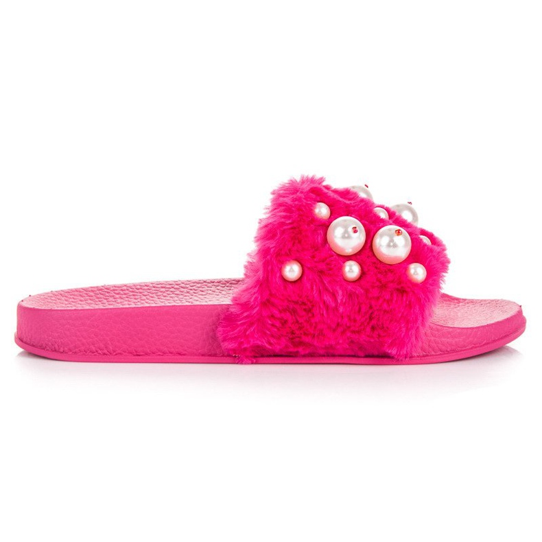Wilady Chaussons fuchsia avec perles rose