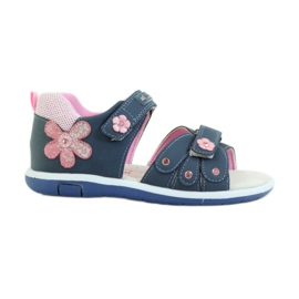 American Club Sandales pour enfants avec insert en cuir américain 87285 rose bleu marine