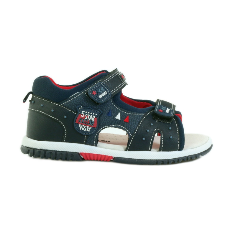 American Club Sandales pour enfants avec insert en cuir américain 87289 bleu marin