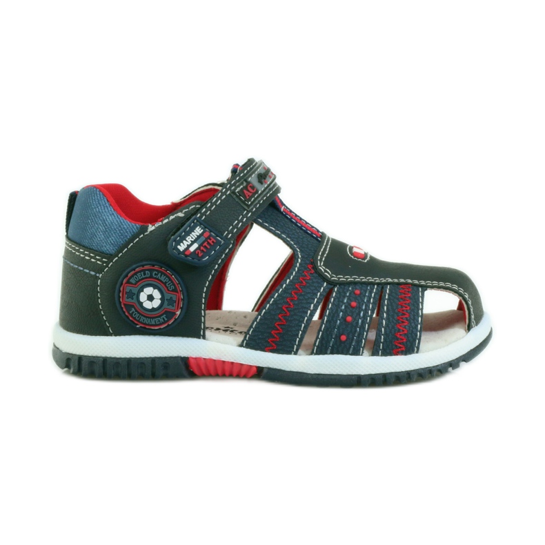 American Club Sandales pour enfants avec insert en cuir américain 87290 bleu marin rouge