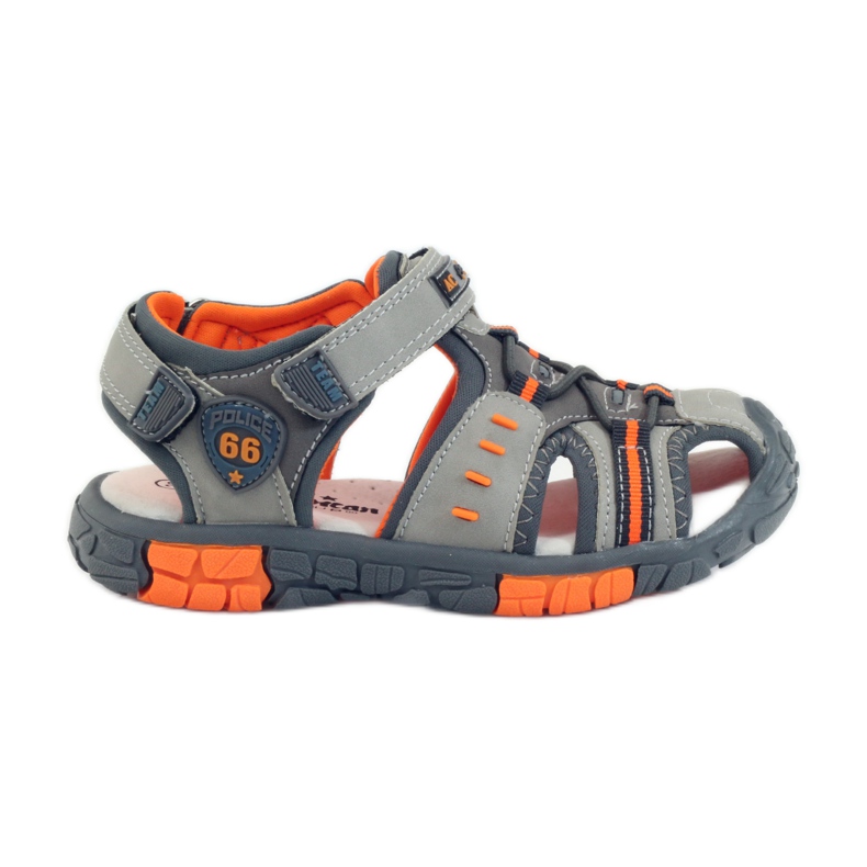 American Club Sandales pour enfants avec insert en cuir américain 93607 gris orange