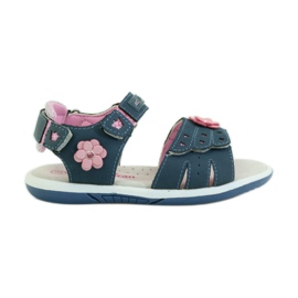 American Club Sandales avec insert en cuir américain 93606 bleu marine rose
