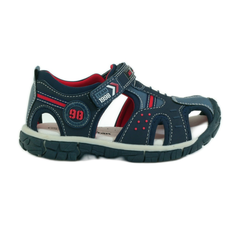 American Club Sandales avec insert en cuir américain 93594 bleu marin rouge