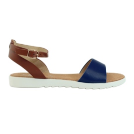 American Club Sandales à semelle intérieure en cuir American 170621 brun bleu marine