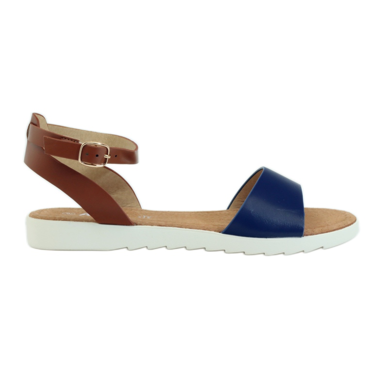 American Club Sandales à semelle intérieure en cuir American 170621 brun bleu marin