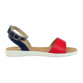 American Club Sandales à semelle intérieure en cuir American 170621 rouge bleu marine