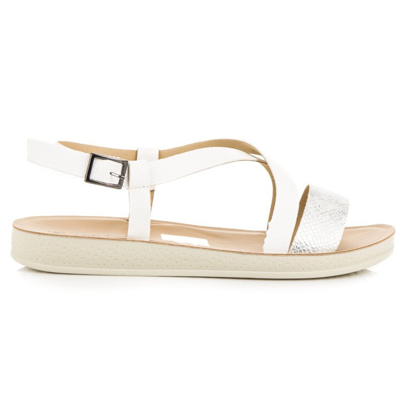 Sandales plates à boucle vinceza blanche