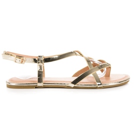 Evento Sandales plates dorées d'or Evento Sandales plates dorées d'or