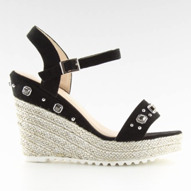Noir Espadrilles à semelles compensées, noir TS-2730 Noir le noir