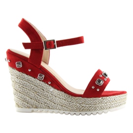 Espadrilles rouges sur un coin rouge TS-2730 Rouge