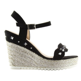 Espadrilles à semelles compensées noires T682-8 Noir