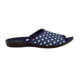 Chaussons coton Adanex pois bleu marine blanc