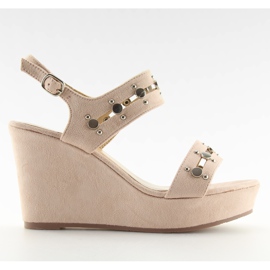 Sandales compensées beiges 1606 Beige