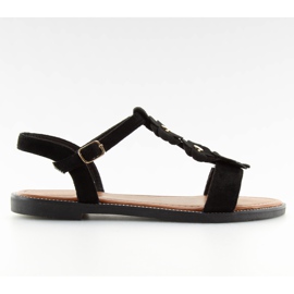 Sandales en daim noir pour femmes WL-001