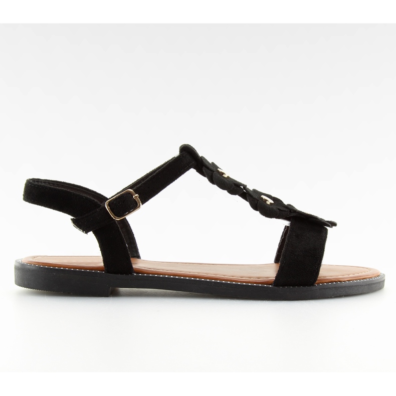 Sandales en daim noir pour femmes WL-001 le noir