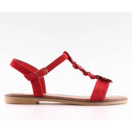 Sandales en daim rouge pour femmes WL-001