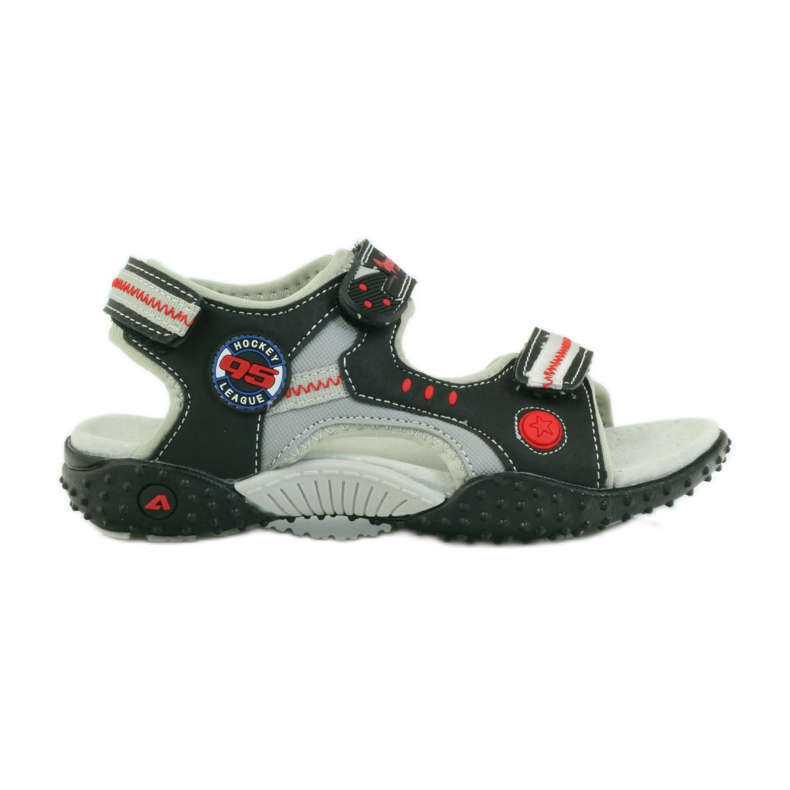 American Club sandales américaines chaussures enfant semelle cuir rouge gris le noir