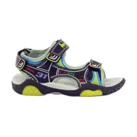 American Club Chaussures enfant sandales rougeoyantes américaines 1702 vert gris bleu le noir