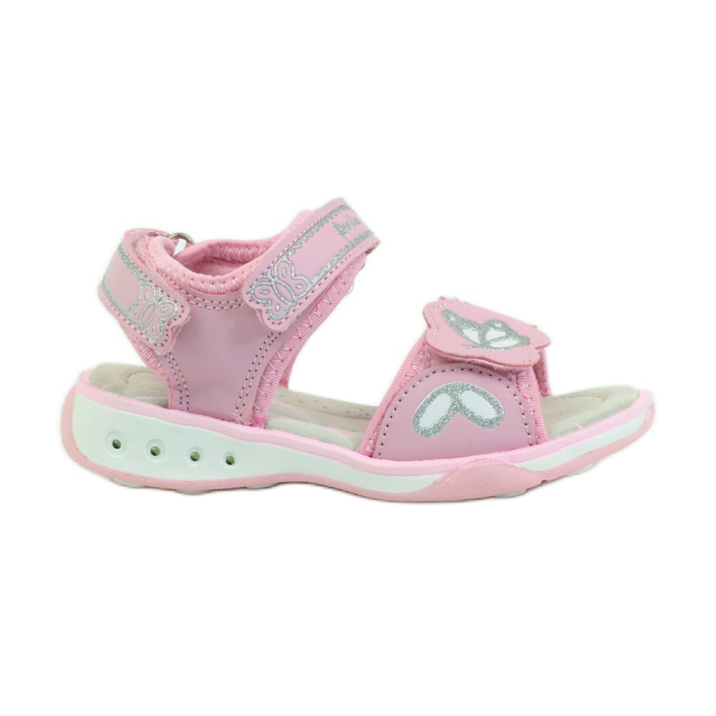 American Club Chaussures enfant sandales cuir semelle incandescente américain rose gris