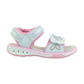 American Club Chaussures enfant sandales cuir semelle incandescente américain rose gris blanc