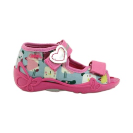 Chaussons Sandales Serduszko Befado 242p071 rose gris Chaussons Sandales Serduszko Befado 242p071 rose gris