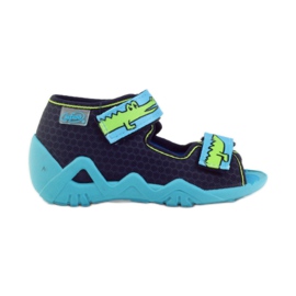 Befado chaussures enfants pantoufles sandales 250p068 bleu marine bleu vert
