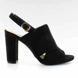 Sandales à talon large M227P Noir le noir
