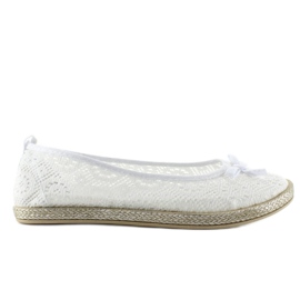 Magnifiques ballerines en dentelle JX33 Blanc blanche