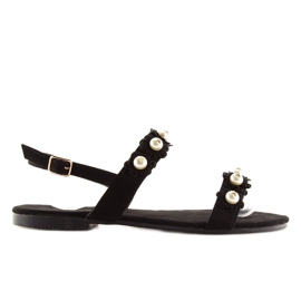 Sandales noires pour femmes avec perles 56-66 Noir le noir