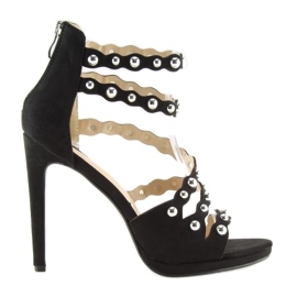 Sandales noires à talon haut C-37 Noir