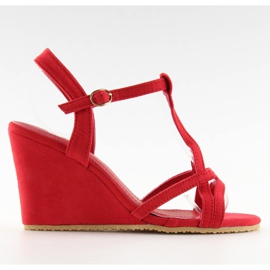 Sandales compensées rouges 266-7 rouge