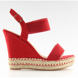 Sandales compensées rouges 3811-7 Rouge