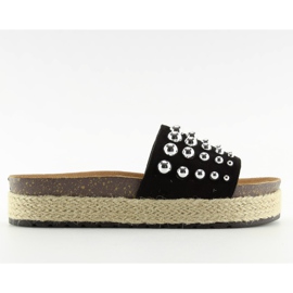 Chaussons espadrilles noirs à clous S03 le noir
