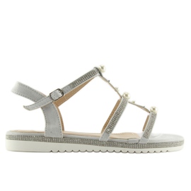 Sandales grises avec perles RC-33 Gris Sandales grises avec perles RC-33 Gris