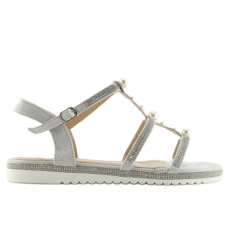 Sandales grises avec perles RC-33 Gris