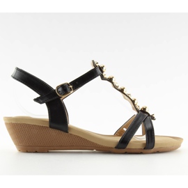 Sandales noires à petit talon compensé noir HX-1 Black