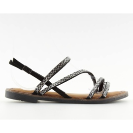 Sandales avec zircon cubique noir FM814 noir le noir