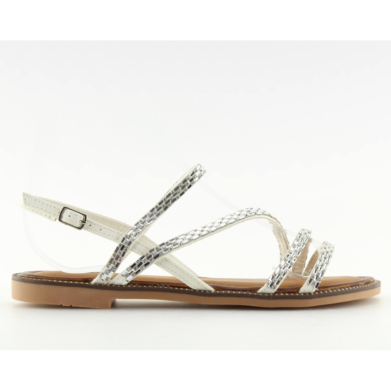 Sandales avec zircons cubiques blancs FM814 blanc blanche
