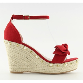 Sandales rouges, espadrilles à semelles compensées